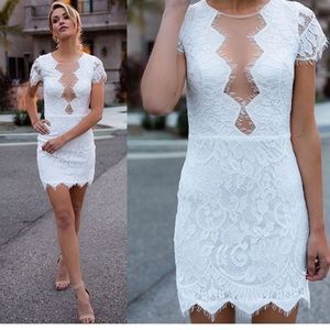 White Lace Lowcut Dress